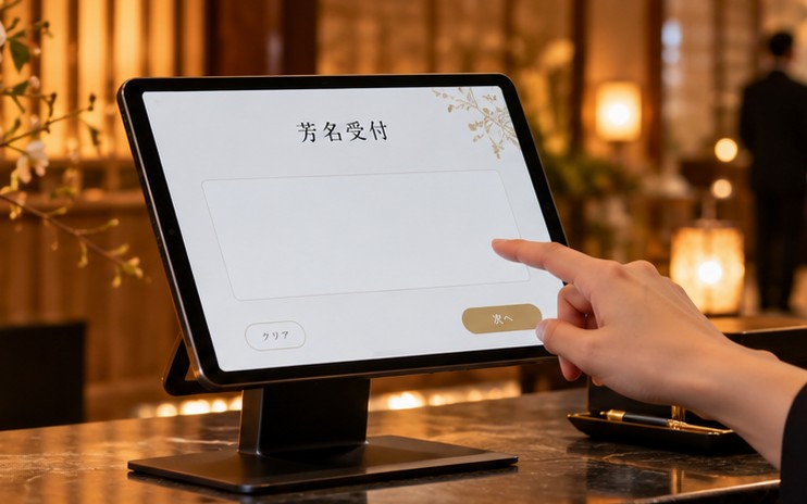 タブレットを使った記帳受付のイメージ